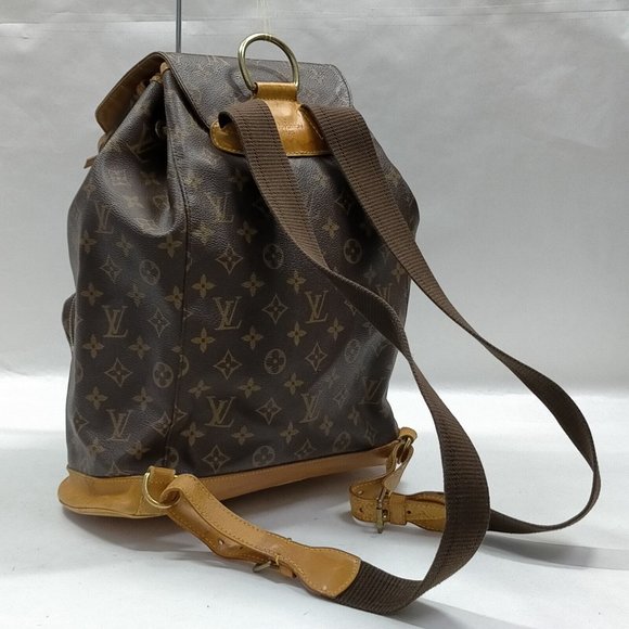LOUIS VUITTON Montsouris Gm Brown Monogram Coated Canvas Backpack - Picture 8 of 15